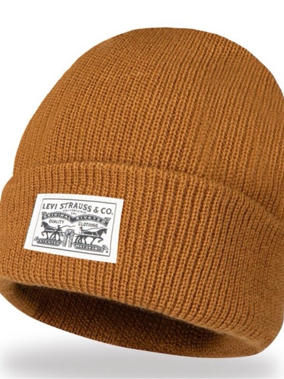 Levi's Ribbed Knit Beanie in Caramel